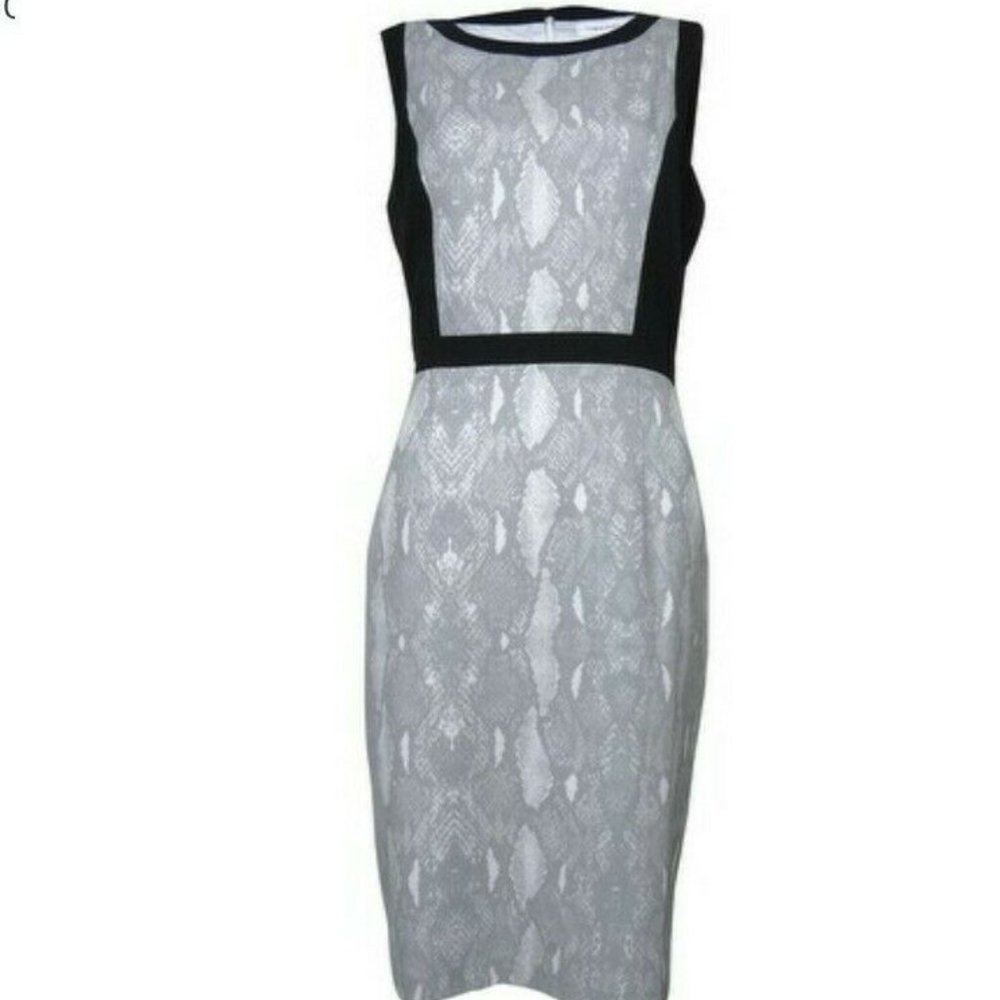 Calvin Klein Snake Print Contrast Sheath Dress 4P